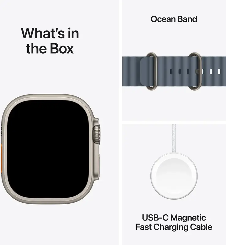Apple Watch Ultra 3 GPS + Cellular 49mm Natural Titanium Case with Light Blue Alpine Loop - Large (MEWP4QP/A) - фото - №7