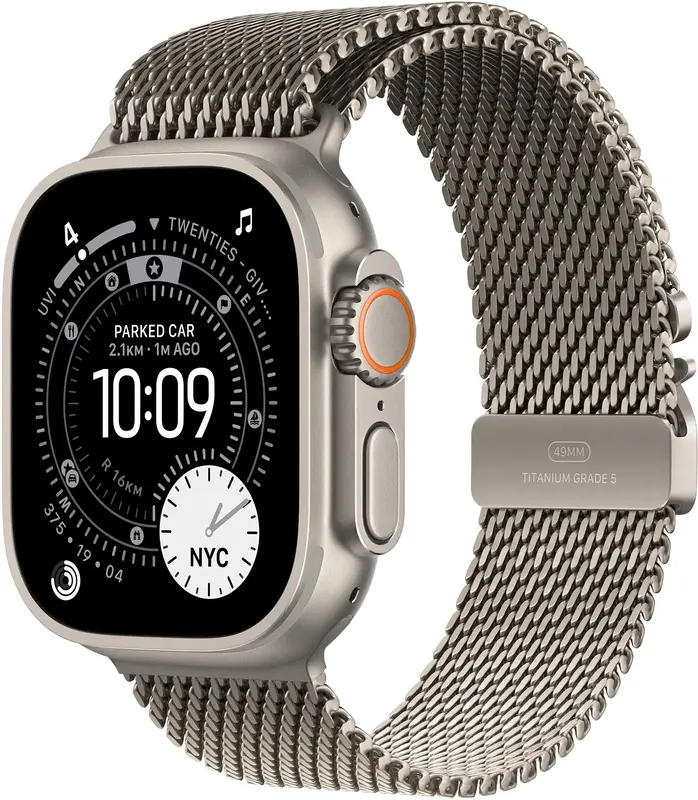 Apple Watch Ultra 3 GPS + Cellular 49mm Natural Titanium Case with Natural Titanium Milanese Loop S (MEWW4QP/A) - фото - №0