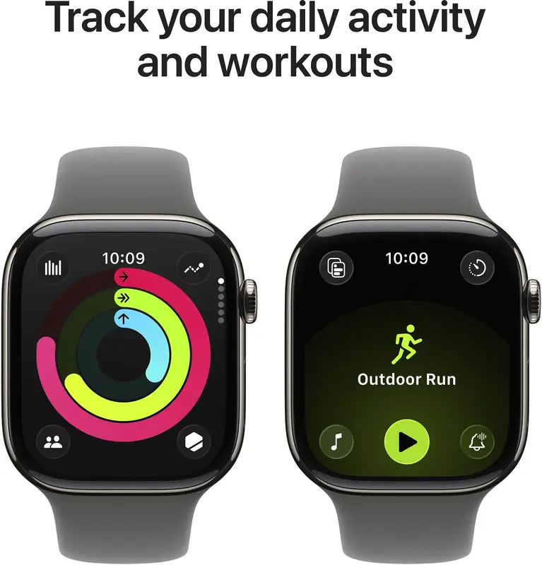 Apple Watch Series 11 GPS + Cellular 42mm Natural Titanium Case with Stone Grey Sport Band - S/M (MF8M4RK/A) - фото - №3