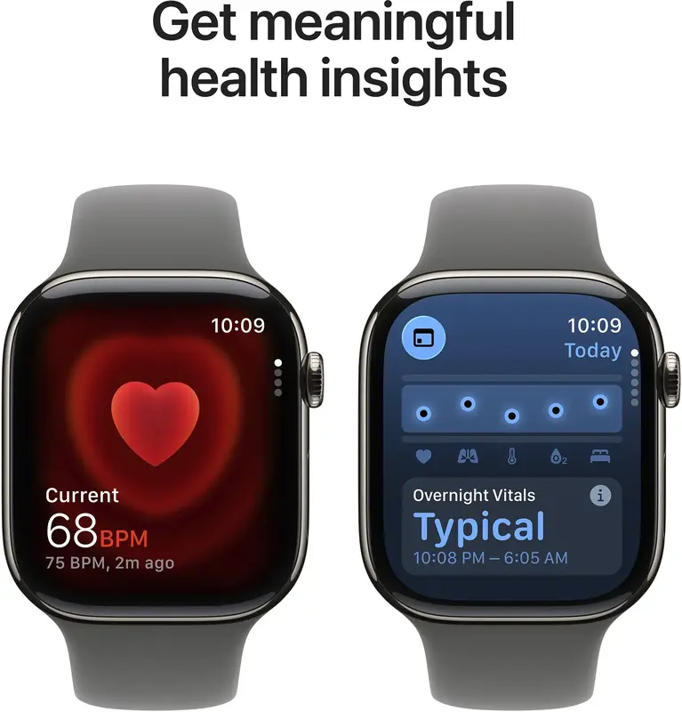 Apple Watch Series 11 GPS + Cellular 42mm Natural Titanium Case with Stone Grey Sport Band - S/M (MF8M4RK/A) - фото - №4