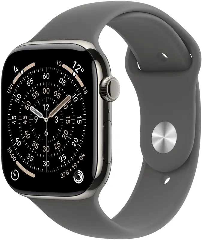 Apple Watch Series 11 GPS + Cellular 42mm Natural Titanium Case with Stone Grey Sport Band - S/M (MF8M4RK/A) - фото - №0