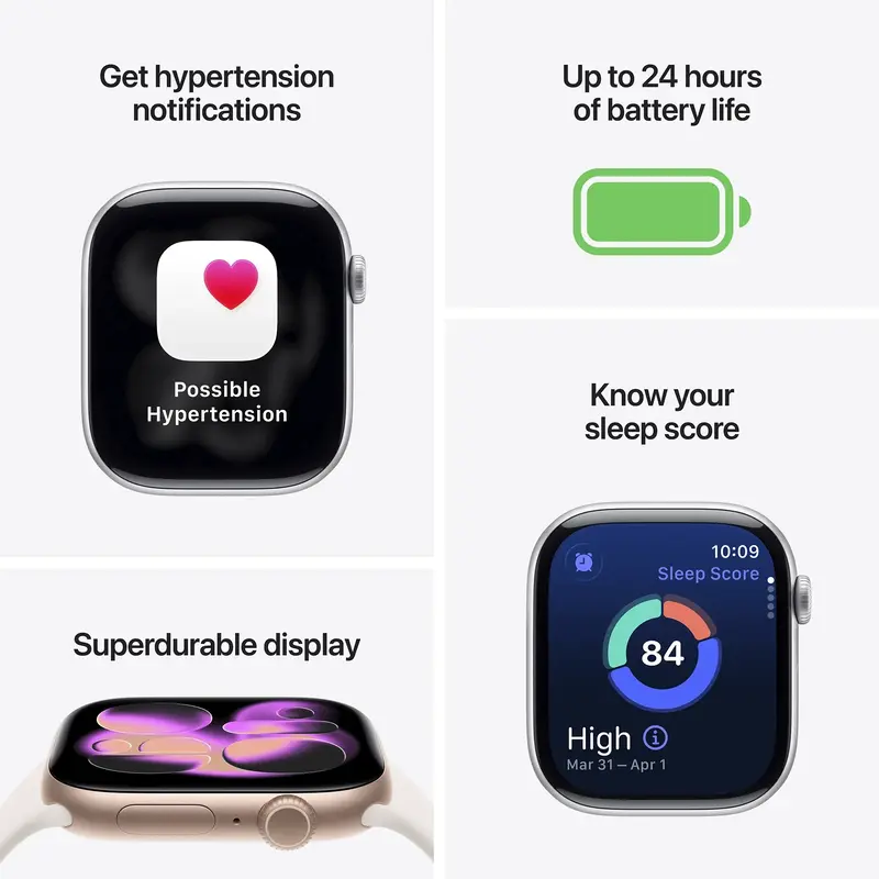 Apple Watch Series 11 GPS + Cellular 42mm Gold Titanium Case with Light Blush Sport Band - S/M (MF8W4RK/A) - фото - №2