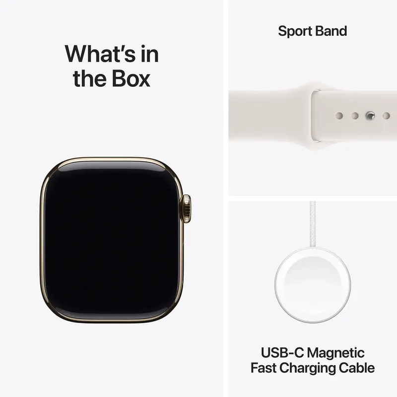 Apple Watch Series 11 GPS + Cellular 42mm Gold Titanium Case with Light Blush Sport Band - S/M (MF8W4RK/A) - фото - №7