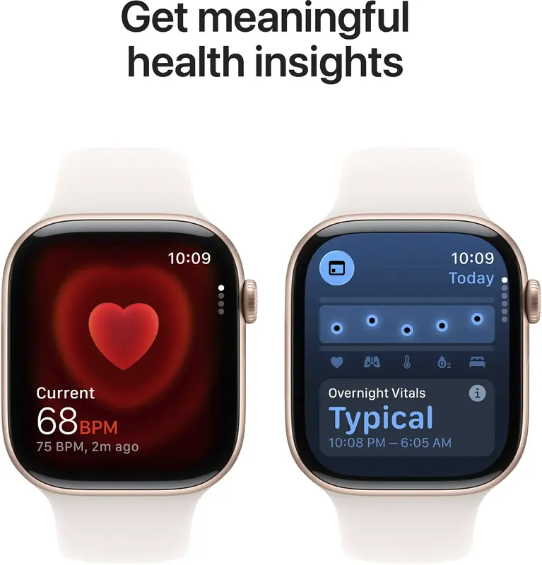 Apple Watch Series 11 GPS + Cellular 46mm Rose Gold Aluminium Case with Light Blush Sport Band - S/M (MFCG4RK/A) - фото - №4