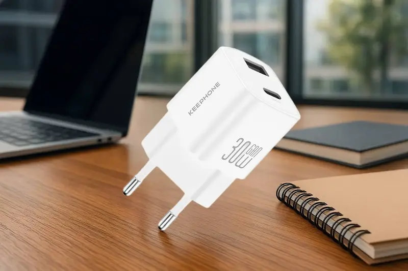 Ун.СЗУ Keephone 30W USB-C + USB-A GaN белый - фото - №1