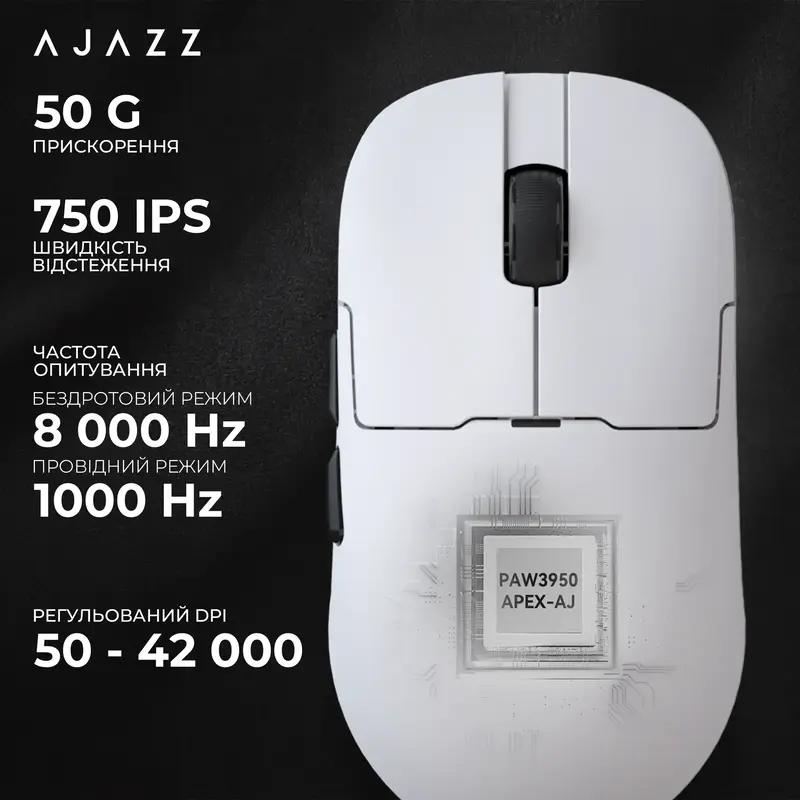 Комп'ютерна миша Ajazz AJ159 APEX (AJM159-A-W) White - фото - №8