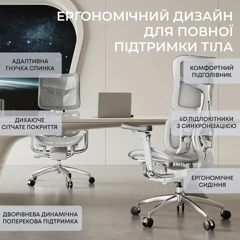 Крісло офісне Sihoo DORO S300 Mesh Light Grey - фото - №18