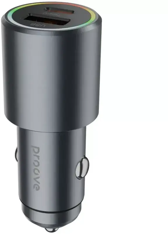 Автомобільний зарядний пристрій Proove Double Energy Plus 53W (USB + Type-C) сірий - фото - №0