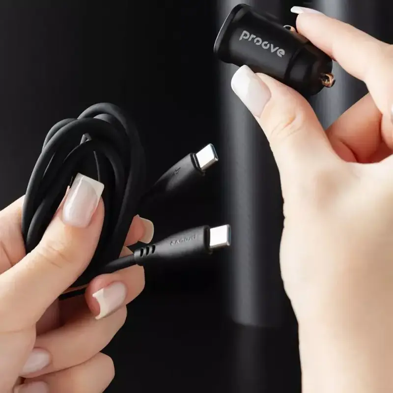Автомобільний зарядний пристрій Proove Flash 30W (Type-C + USB) + Cable Type-C to Type-C чорний - фото - №5