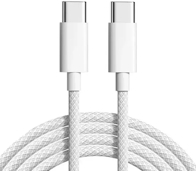 Kабель USB-С to USB-C Keephone Woven Cable (KPWCACC2MWH) 2M 60W білий - фото - №0