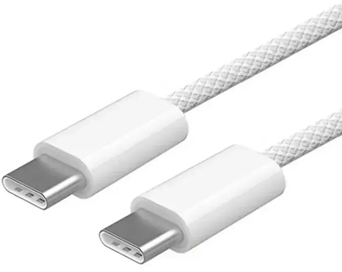 Kабель USB-С to USB-C Keephone Woven Cable (KPWCACC1MWH) 1M 60W білий - фото - №2