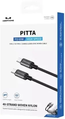 Kабель USB-С to USB-C Keephone Pitta (KPPITTACCBK) 1.2M 60W чорний - фото - №2