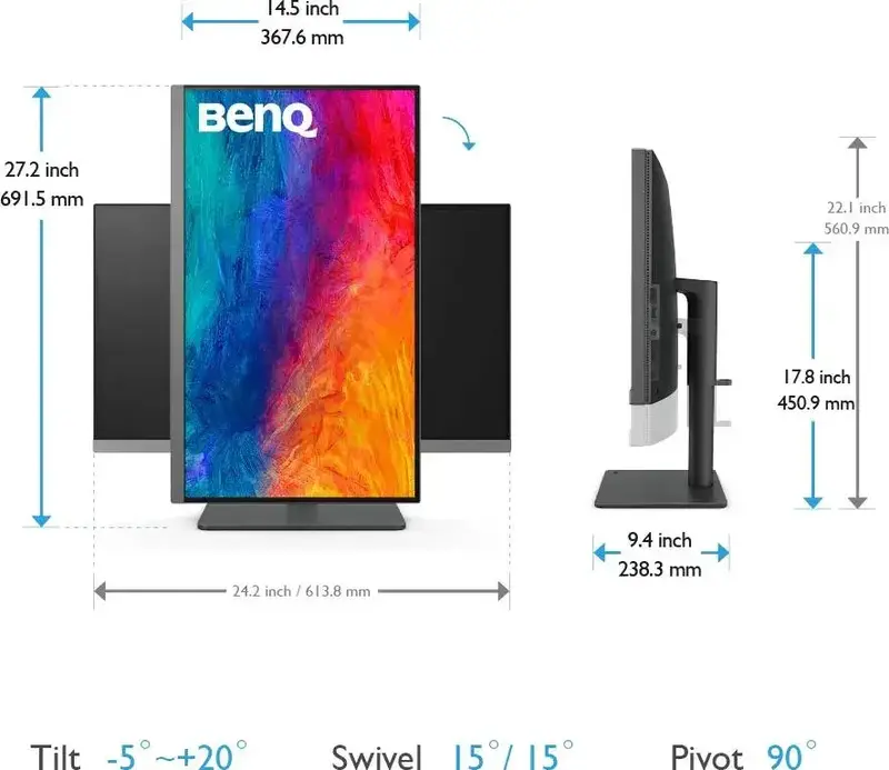 Ігровий монітор 27" BenQ PD2706U (9H.LLJLB.QEE) - фото - №7