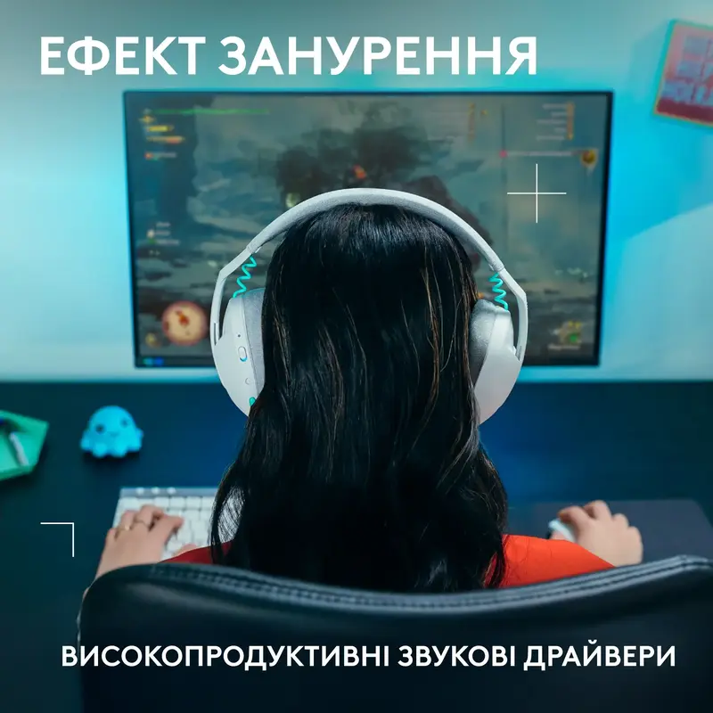 Бездротова ігрова гарнітура Logitech G321 LIGHTSPEED - White - фото - №5