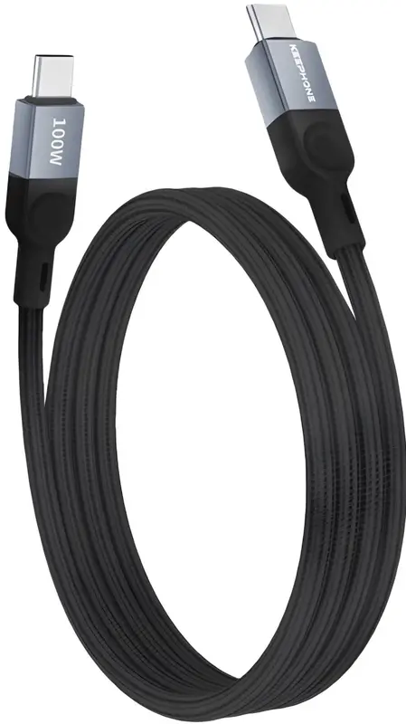 Kабель USB-С to USB-C Keephone MagCoil (KPMAGCCBK) 1 M PD 100W чорний - фото - №0