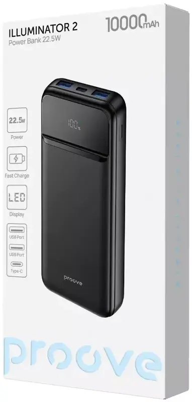 Повербанк Proove Illuminator 2 10000mAh 22.5W чорний - фото - №4