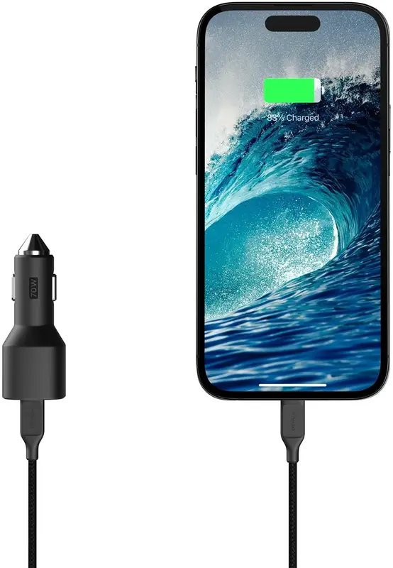 Зарядний пристрій Nomad Dual Port USB-C 70W Car Black (NM01895985) - фото - №2