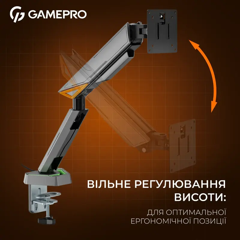 Настільне кріплення для монітора GamePro MAG201G 17-45" 2-16 кг Gray - фото - №11