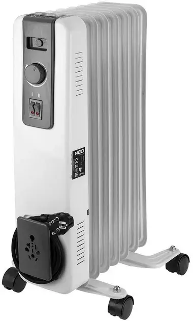 Масляний радіатор Neo Tools, 20м2, 1500Вт, мех. упр-ння, 7 секцій, білий - фото - №0