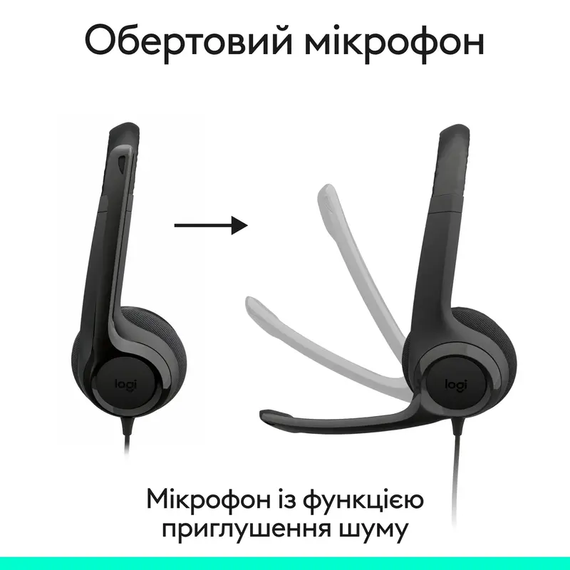 Гарнітура Logitech H390 USB-C Computer Headset - MIDNIGHT BLACK - фото - №2