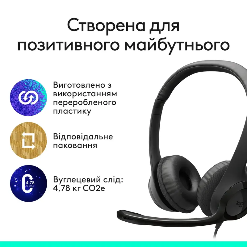 Гарнітура Logitech H390 USB-C Computer Headset - MIDNIGHT BLACK - фото - №6