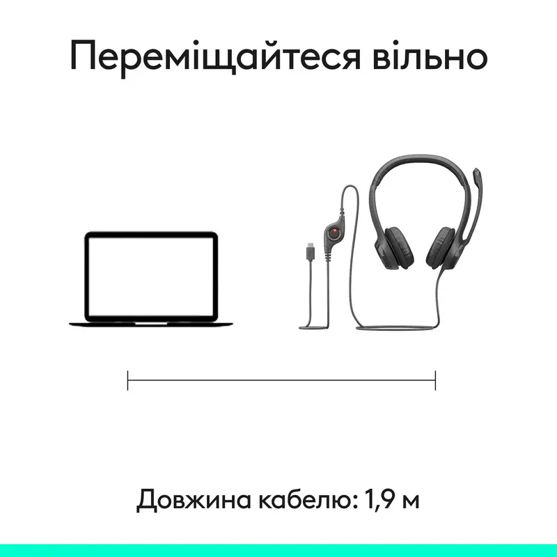 Гарнітура Logitech H390 USB-C Computer Headset - MIDNIGHT BLACK - фото - №8