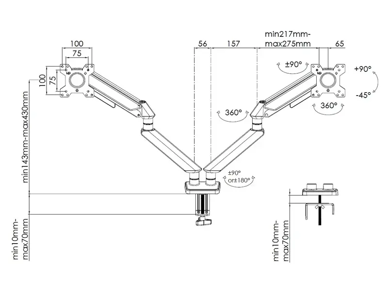Настольное крепление для монитора Anda Seat Stealth II Duo 17''-32'' Black - фото - №10