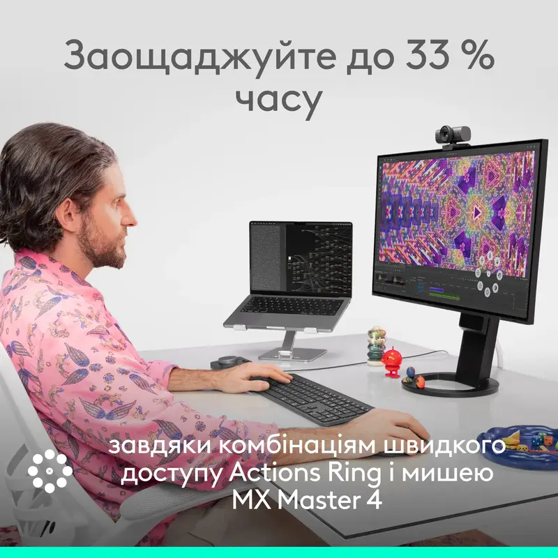 Миша Logitech MX Master 4 Performance Wireless Mouse - PALE GREY - фото - №2