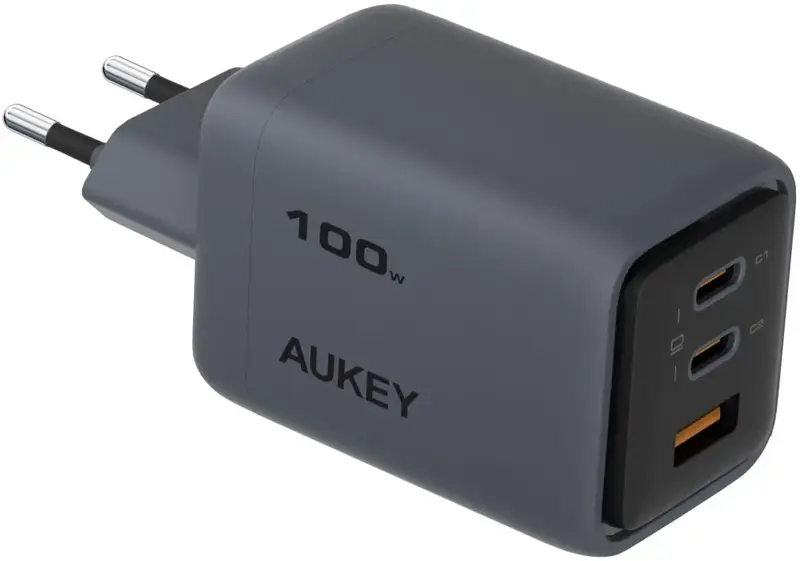 Ун. МЗП Aukey Comet Mix (PA-C5) 100W GaN 2хType-C + USB - фото - №0