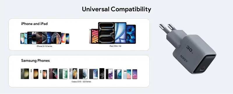 Ун. МЗП Aukey Comet Mini (PA-C1) 30W GaN PD Type-C чорний - фото - №8