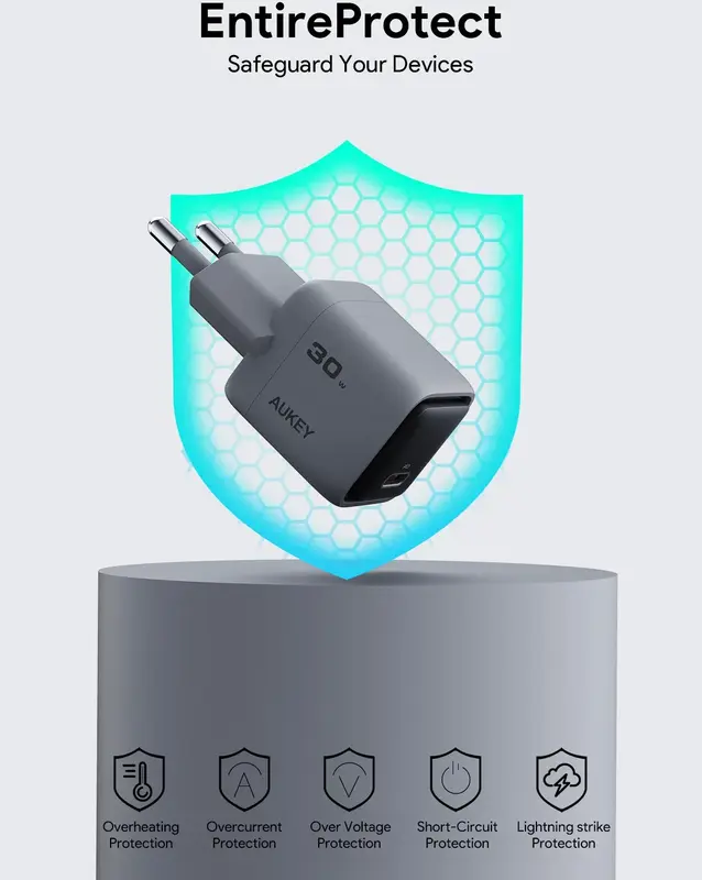 Ун. МЗП Aukey Comet Mini (PA-C1) 30W GaN PD Type-C чорний - фото - №4