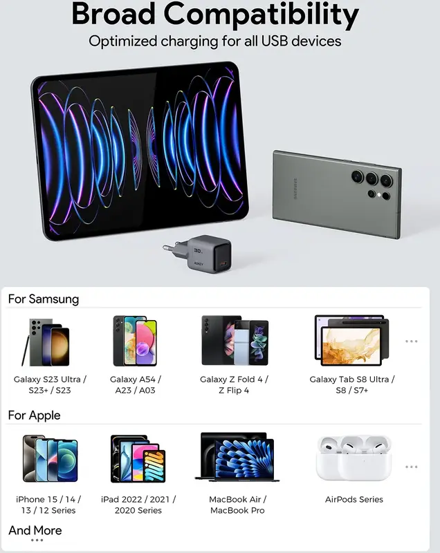 Ун. МЗП Aukey Comet Mini (PA-C1) 30W GaN PD Type-C чорний - фото - №3