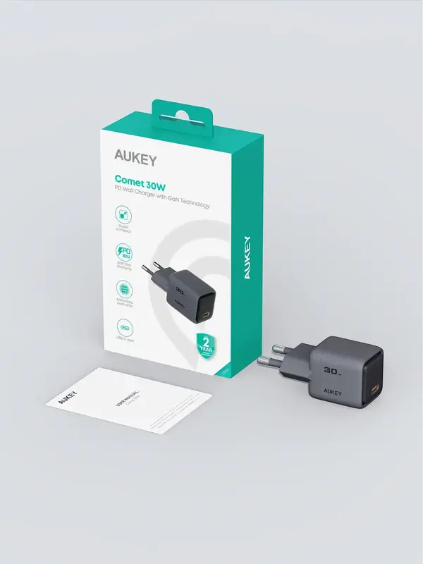 Ун. МЗП Aukey Comet Mini (PA-C1) 30W GaN PD Type-C чорний - фото - №2