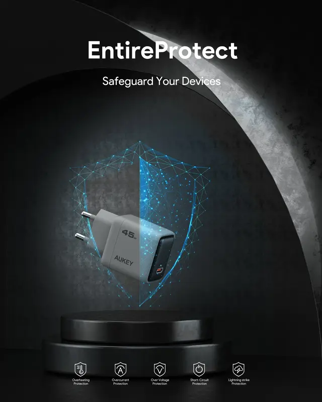 Ун. МЗП Aukey Comet (PA-C2) 45W GaN PD Type-C чорний - фото - №10