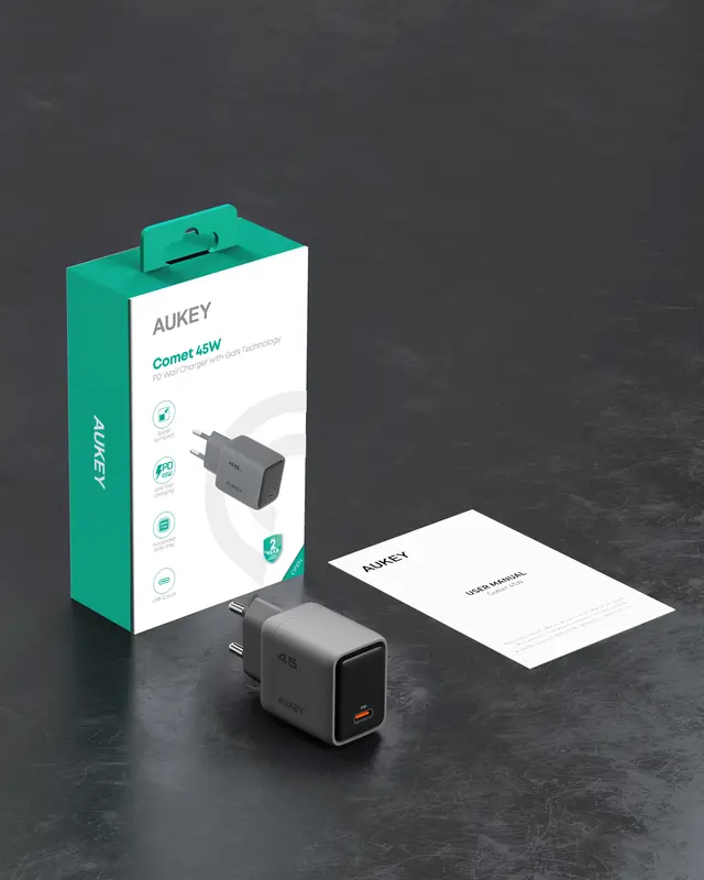 Ун. МЗП Aukey Comet (PA-C2) 45W GaN PD Type-C чорний - фото - №8