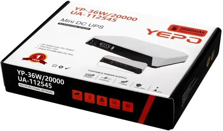 Порт.ДБЖ для роутера (маршрутизаторів) Yepo Mini DC-UPS YP-36W (20000mAh/LiFePO4) (UA-112545) - фото - №7