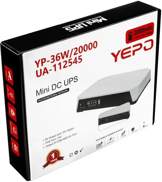 Порт.ДБЖ для роутера (маршрутизаторів) Yepo Mini DC-UPS YP-36W (20000mAh/LiFePO4) (UA-112545) - фото - №5
