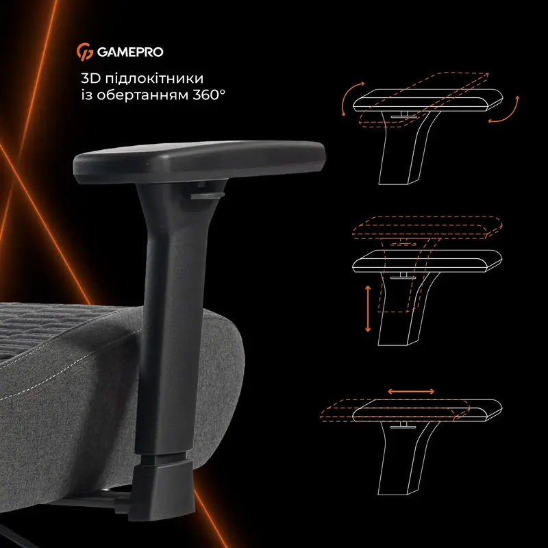 Крісло ігрове GamePro GC760DG Fabric Dark Gray - фото - №15