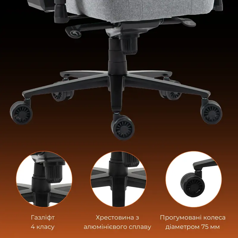 Крісло ігрове GamePro GC775DG Fabric Gray - фото - №16