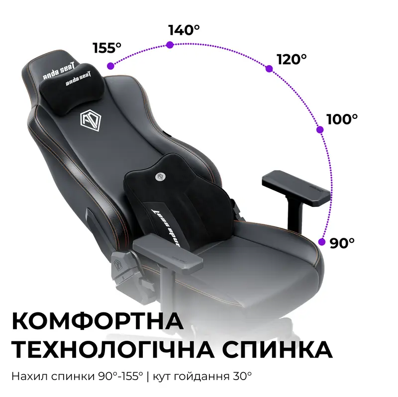 Крісло ігрове Anda Seat Novis Plus Fabric Black Size XL - фото - №10