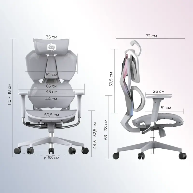 Крісло геймерське Sihoo Xallking X5C Mesh Grey - фото - №16