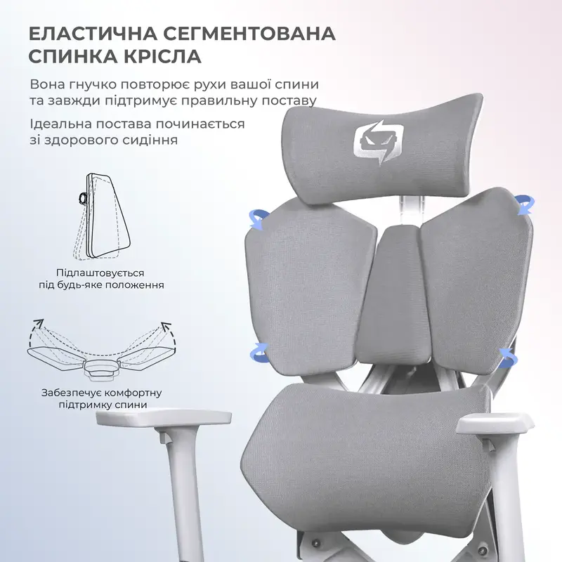 Крісло геймерське Sihoo Xallking X5C Mesh Grey - фото - №6