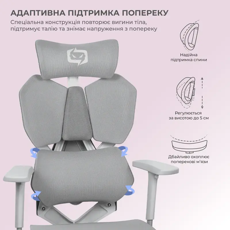 Крісло геймерське Sihoo Xallking X5C Mesh Grey - фото - №7