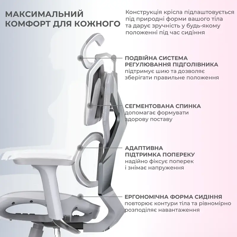 Крісло геймерське Sihoo Xallking X5C Mesh Grey - фото - №8