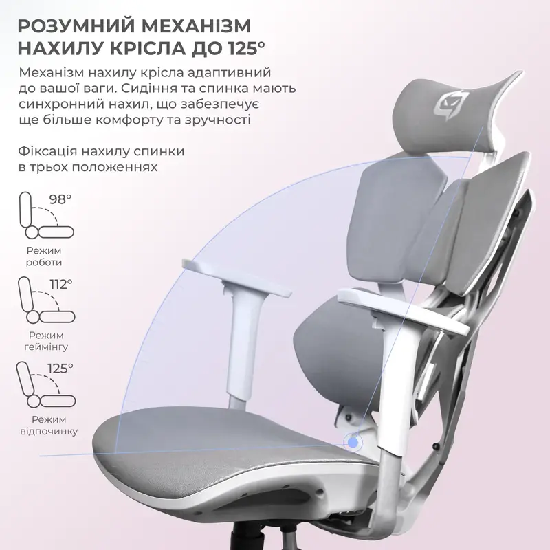 Крісло геймерське Sihoo Xallking X5C Mesh Grey - фото - №9