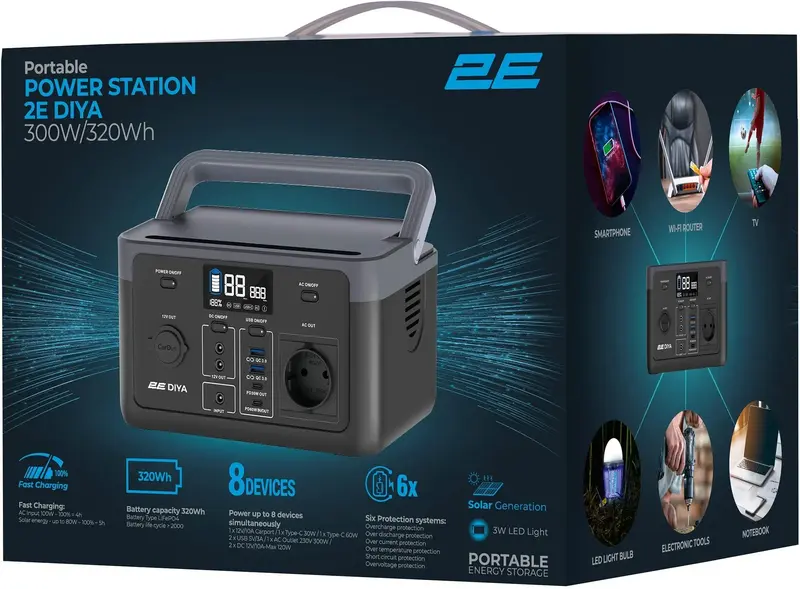 Портативна електростанція 2Е Diya, 300 Вт, 320 Вт/год, швидка зарядка - фото - №19