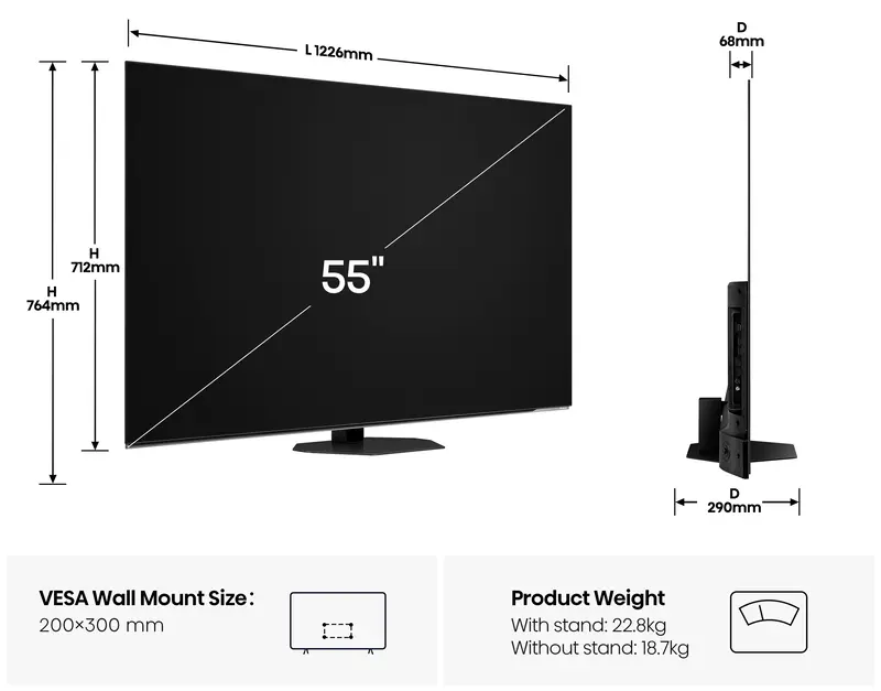 Телевізор Hisense 55A85Q - фото - №3