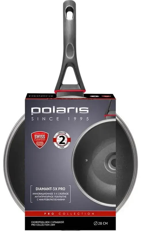 Сковорода-вок POLARIS PRO collection-28W ков. ал., 28 см (017177) - фото - №2