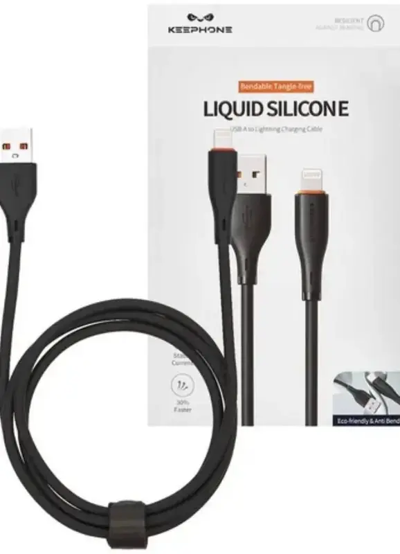 Kабель USB - Lightning Keephone Pitta (KPPITTAALBK) 1.2 M 10W чорний - фото - №1