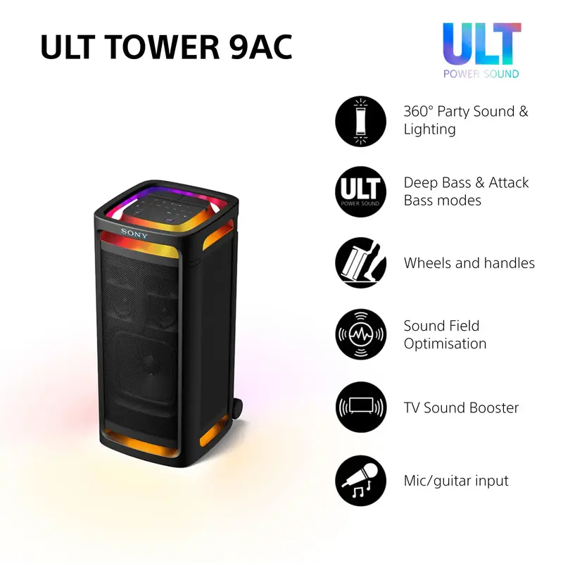 Акустика Sony ULT TOWER 9AC 2.0, BT 5.3, LED Black - фото - №9